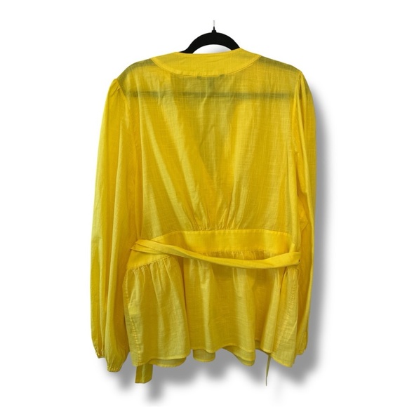 Banana Republic Yellow Balloon Sleeve Wrap Top XXL - Picture 3 of 8